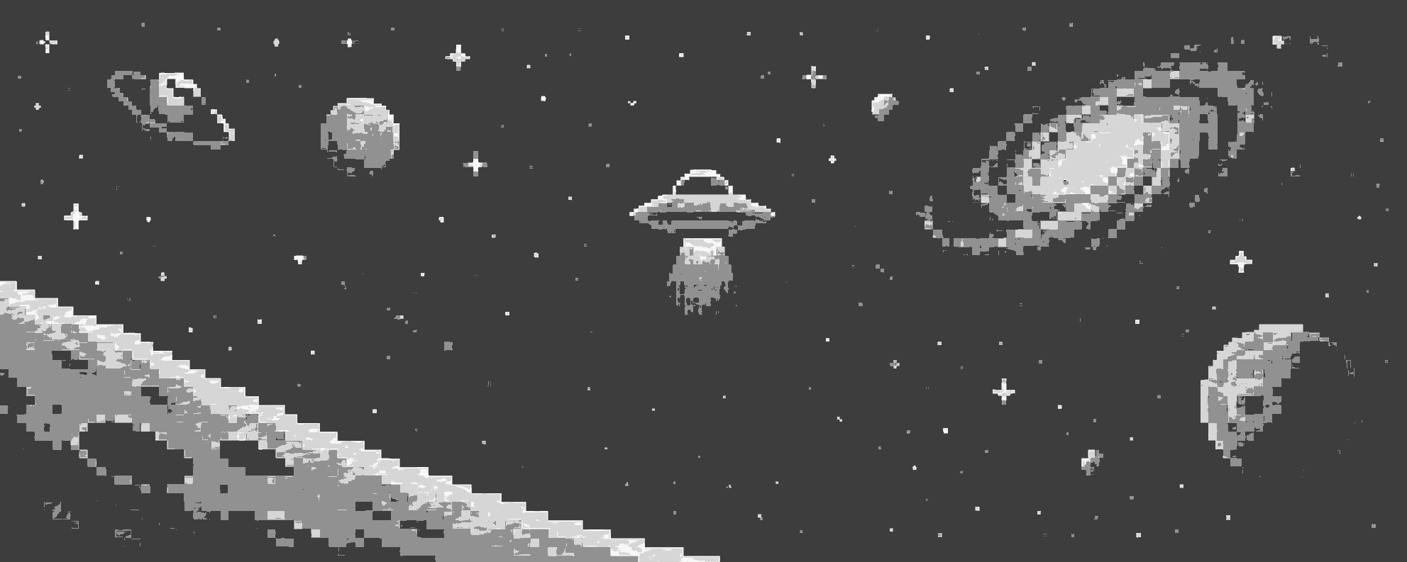 Monochrome GreysHood pixel identity transmitting from deep space